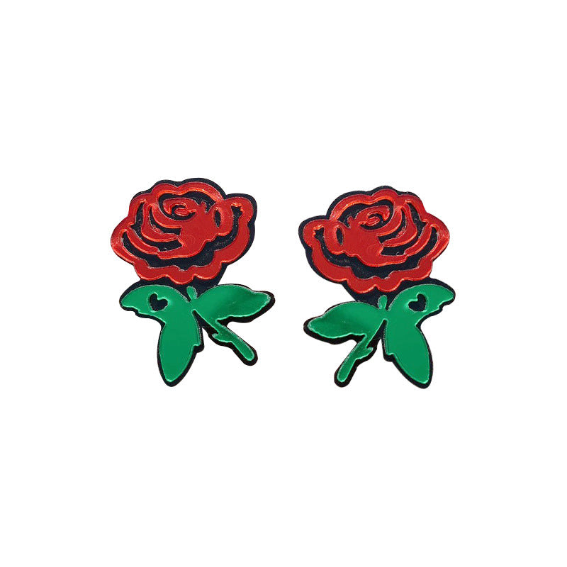 Alloy acrylic Gothic rose earrings MYA-OuG111