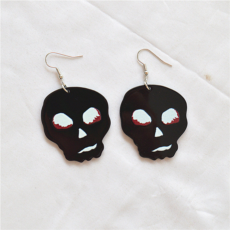 Acrylic Spider Web Skull Earrings MIC-XieN053