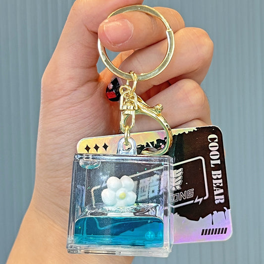 Acrylic Flower Quicksand Bottle Keychain ChaoHe002