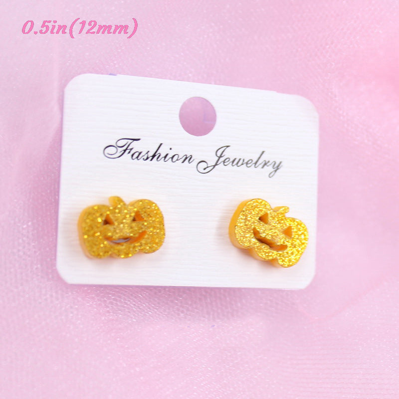 Acrylic Spider Pumpkin Ghost Bat Earrings (Minimo de compra 5) MIC-XiaoY052