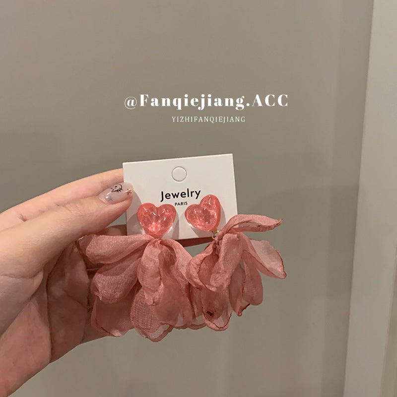 Alloy Love Chiffon Petal Earrings (Minimo de compra 3) MIC-GuanY012