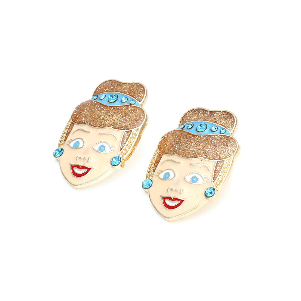 Alloy diamond inlaid cartoon character earrings MIC-ManY041