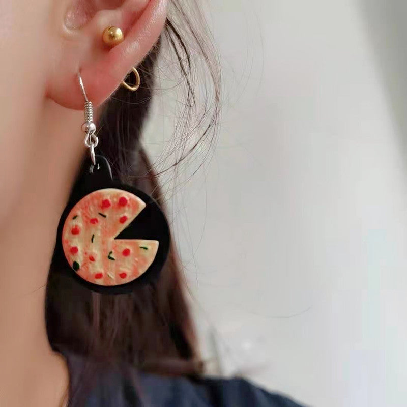 Alloy acrylic simulated pizza earrings MIC-ChouT051