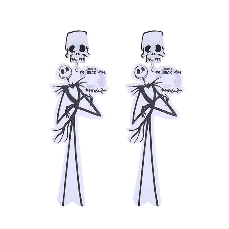 Acrylic Funny Skull Head Earrings (Minimo de Compra 2) MIC-ChouT034