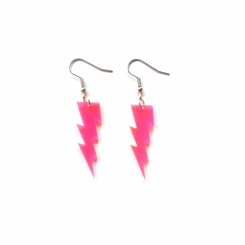 Acrylic Sparkling Pink Lightning Earrings MYA-XueP104