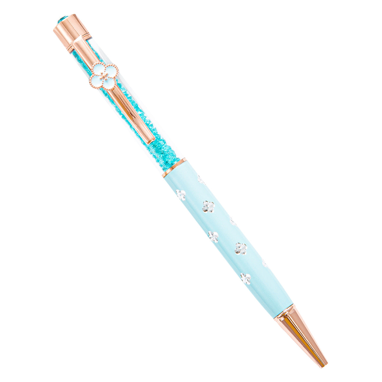 Four Leaf Clover Crystal Metal Ballpoint Pen Huah018