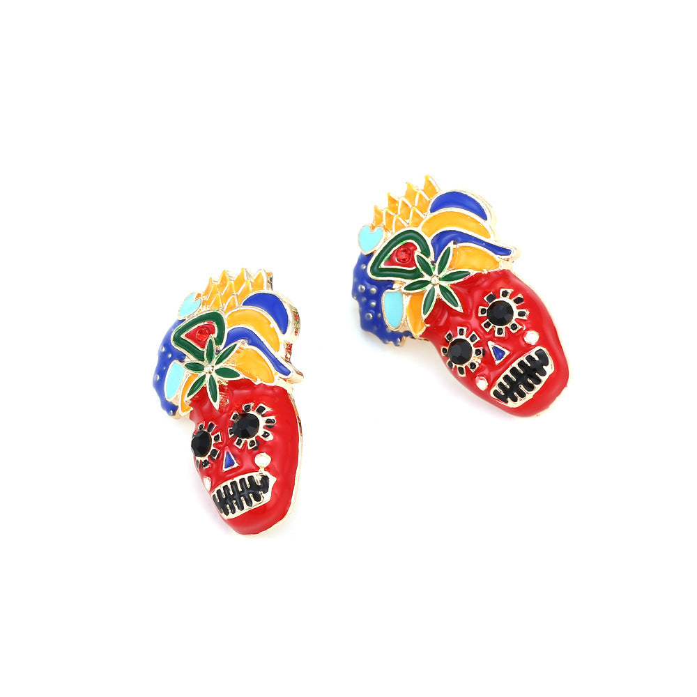 Alloy Drip Oil Skeleton Ear Studs MIC-ManY013