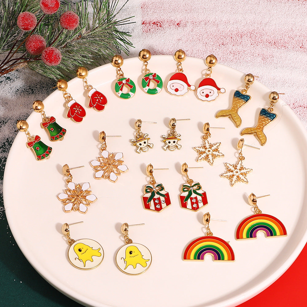 Alloy Christmas Snow Pumpkin Earrings (Minimo de Compra 2) MIC-MiaoY089