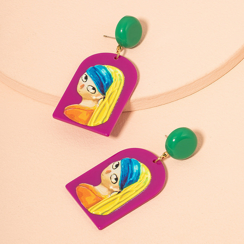 Acrylic funny Mona Lisa earrings MYA-HLM022