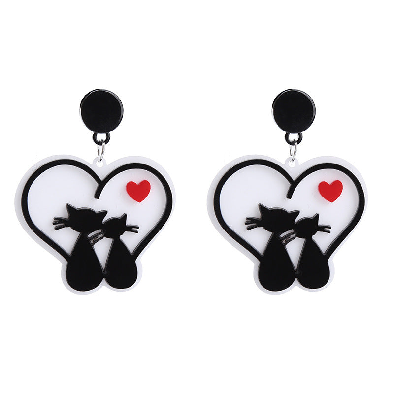 Acrylic peach heart earrings Valentine's Day ChTeng003