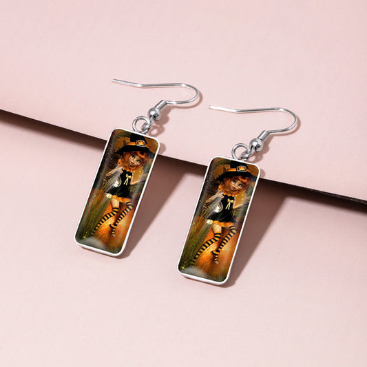 Alloy Pumpkin Witch Earrings (Minimo de Compra 2)  MIC-DiN015