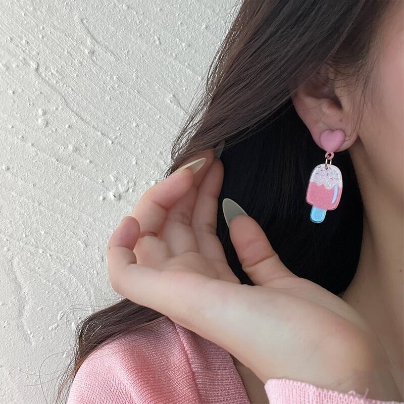 Acrylic Pink Ice Cream Earrings MIC-AXing006