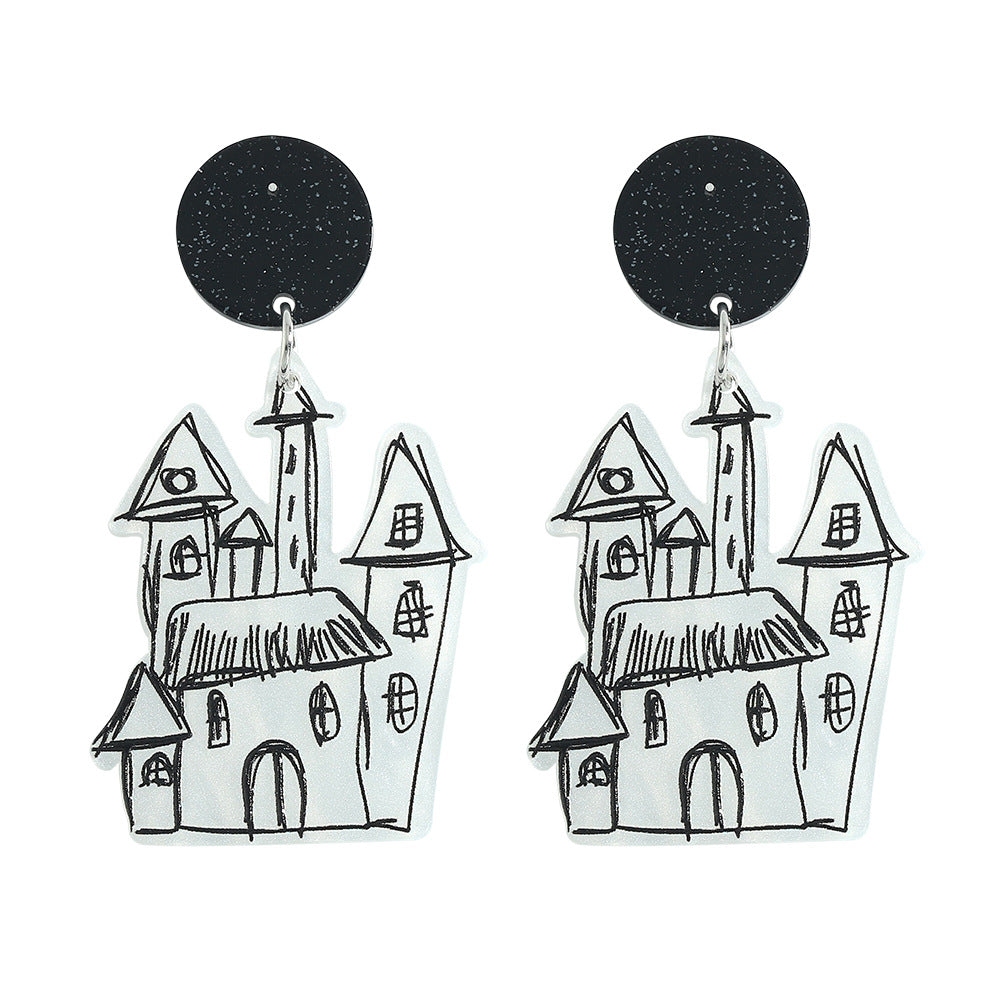 Acrylic Halloween Fun Skeleton Earrings (Minimo de Compra 2) MIC-JiqQ002