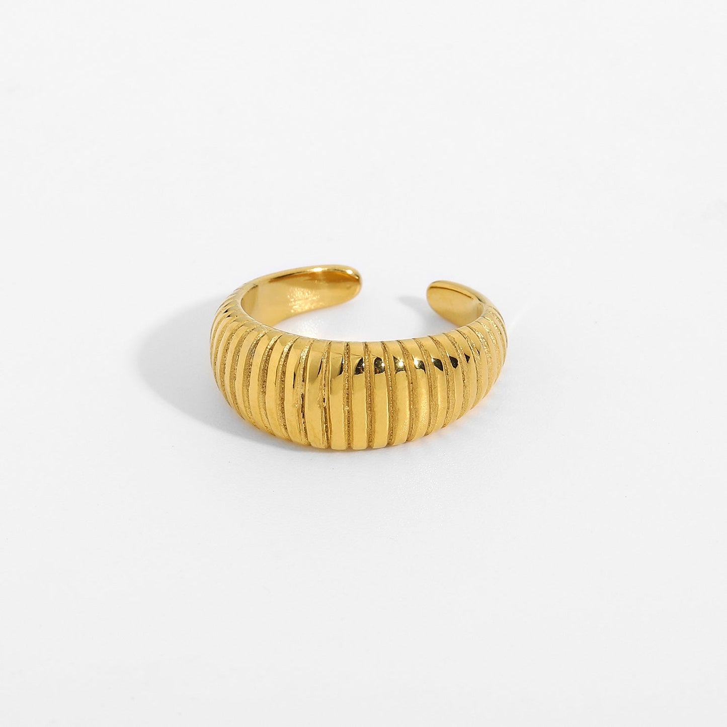 Gold Plated Stainless Steel Croissant Ring MIC-JieD001