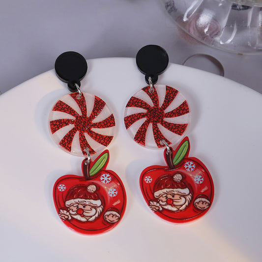 Alloy Snowflake Santa Earrings MIC-MDD175