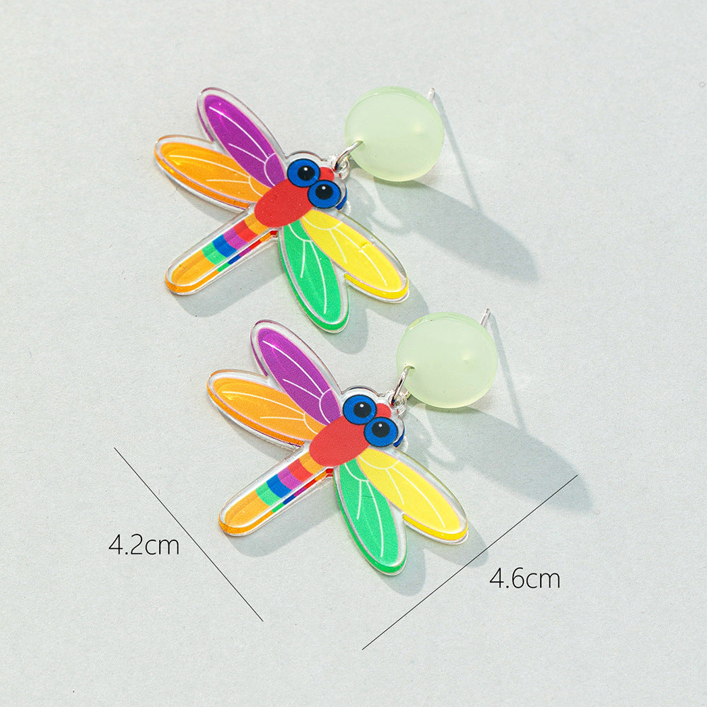 Acrylic Rainbow Dragonfly Earrings (Minimo de Compra 2) MIC-BeiQ006