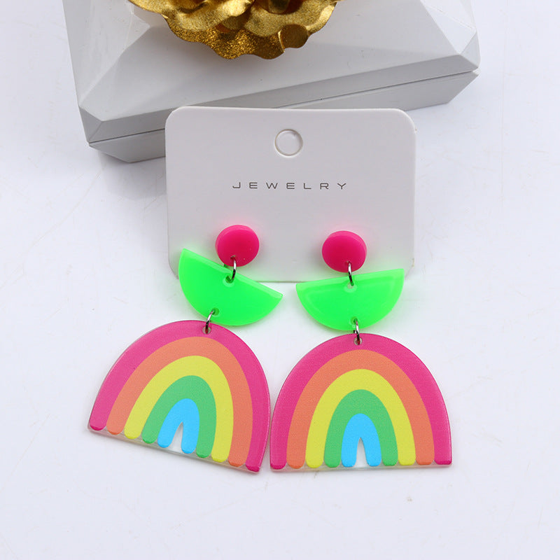 Alloy New Geometric Rainbow Earrings (Minimo de Compra 2) MIC-DuA058