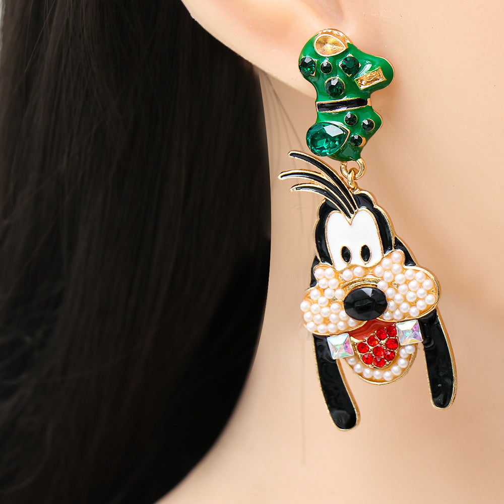 Alloy cartoon dog exaggerated earrings MIC-JuJ002