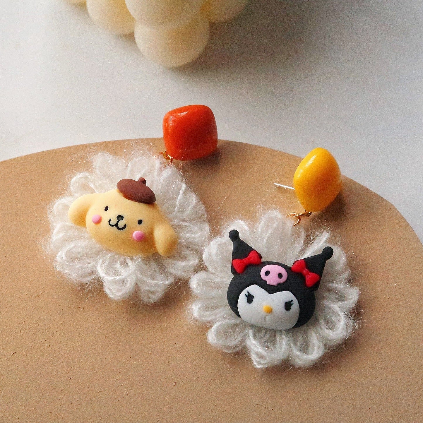 Cartoon Cute Plush Flower Colorful Candy Earrings XNWE001