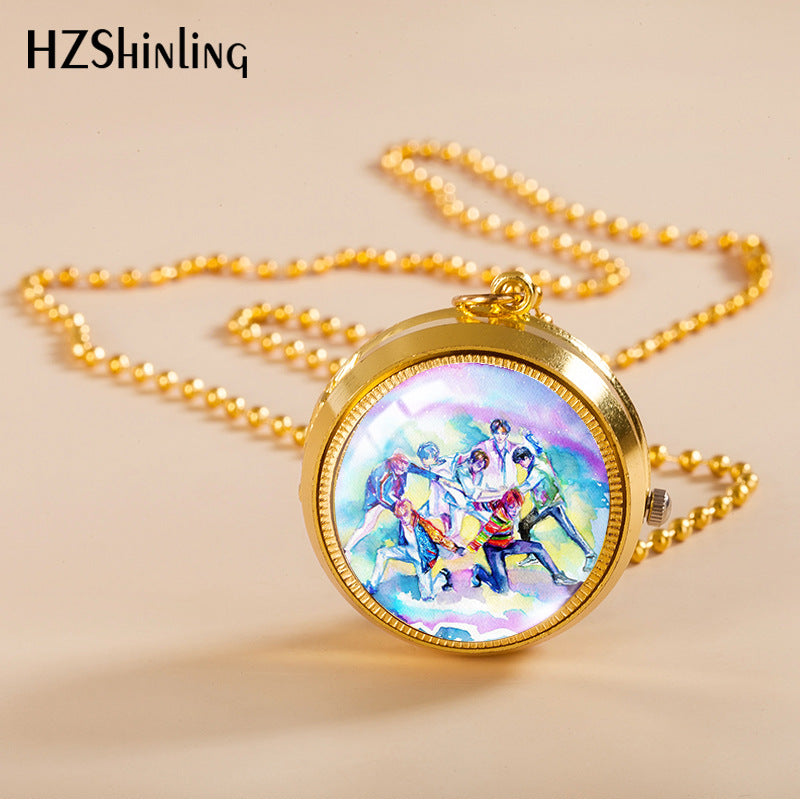 Alloy Time Gem Rotating Flip Necklace MIC-XiangL036