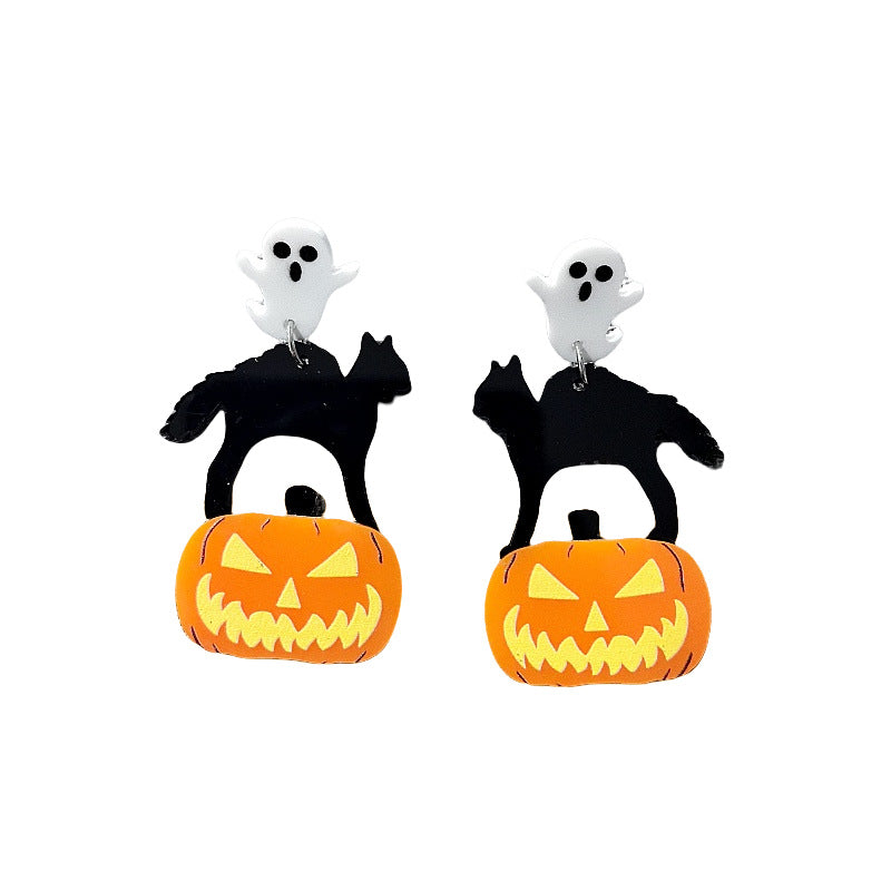 Acrylic Halloween Ghost Pumpkin Earrings MIC-XueP170