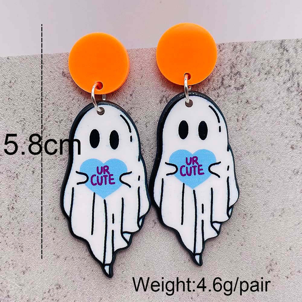 Acrylic Halloween Ghost Pumpkin Earrings (Minimo de Compra 2) MIC-ChenY023