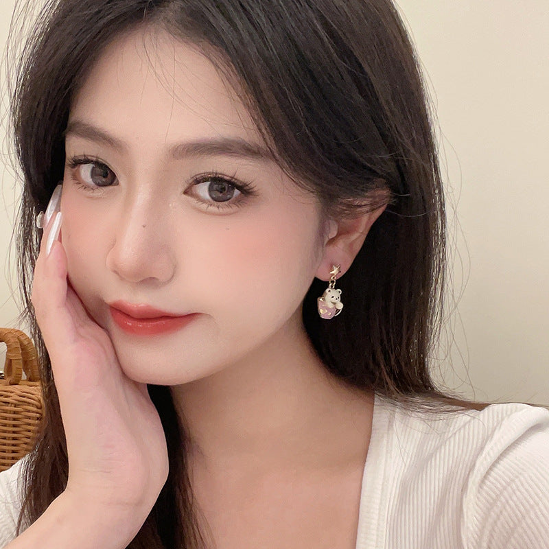 Alloy cute bear earrings MIC-BLD090