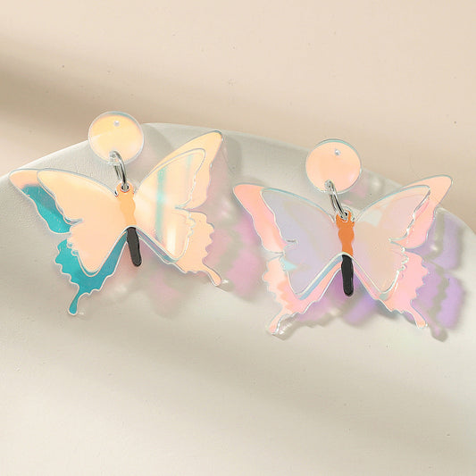 Acrylic double layer butterfly earrings (Minimo de compra 2) MIC-GanL007