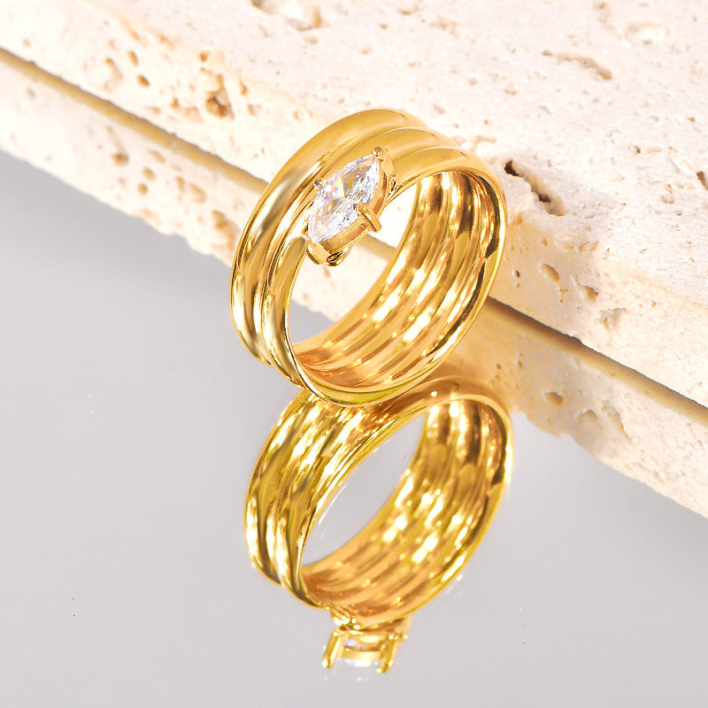 Stainless steel gold-plated multi-layer circle zircon ring MYA-YHZX006