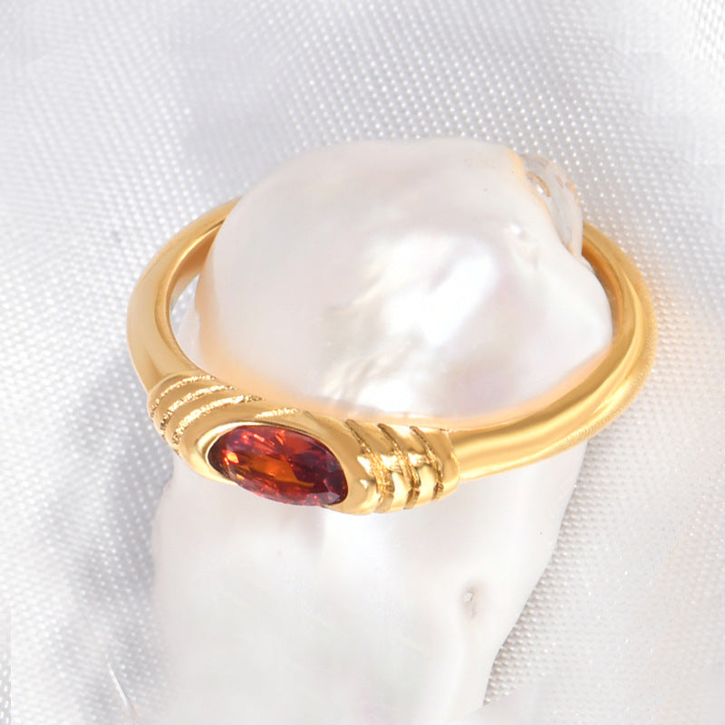 Stainless steel gold-plated zircon titanium ring MYA-YHZX007