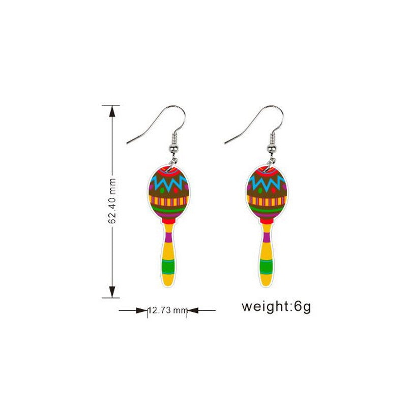 Acrylic chili rainbow horse wine hat earrings MYA-XueP178