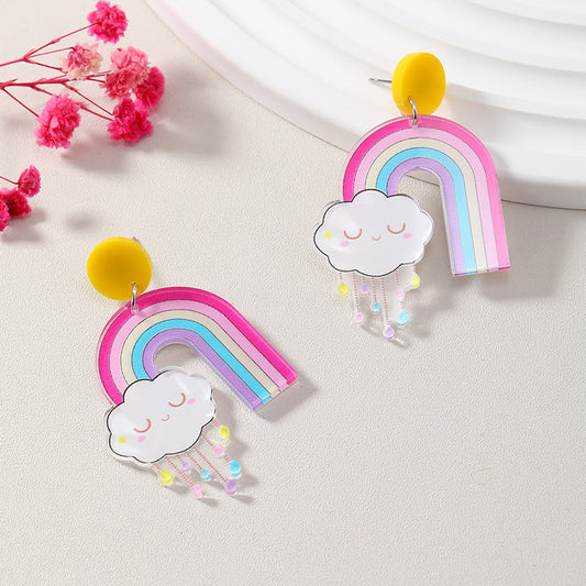 Acrylic Rainbow Cloud Earrings MIC-KaiQ001