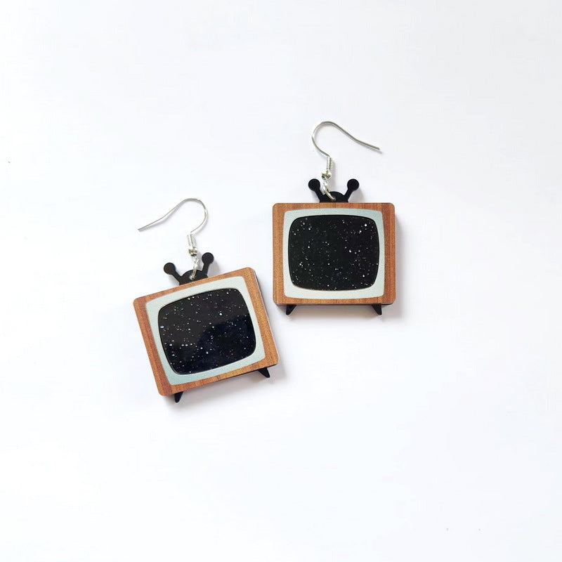 Acrylic retro style retro TV earrings MYA-XueP076