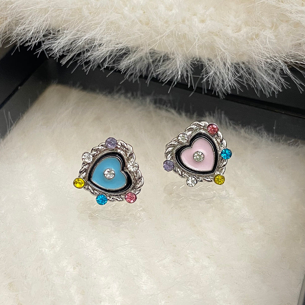 Alloy colored peach heart earrings MIC-MaiD003