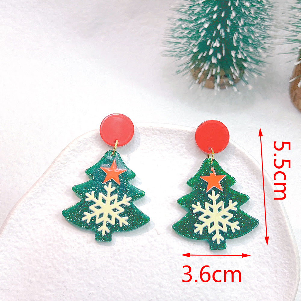 Alloy printed Christmas tree earrings (Minimo de Compra 2) MYA-PingH038