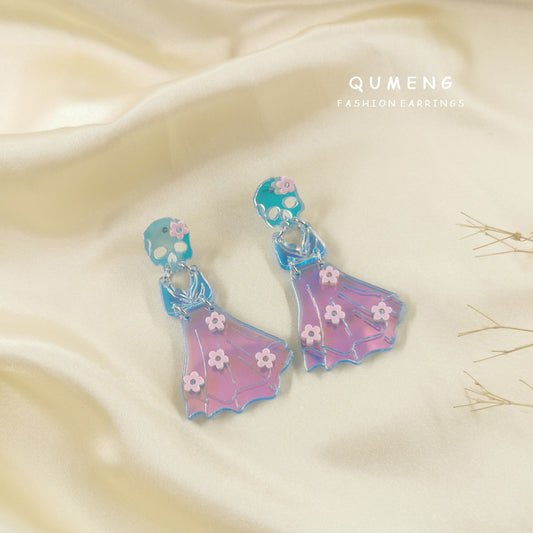 Acrylic Sweet Colorful Skull Head Earrings (Minimo de Compra 2) MIC-QingM028