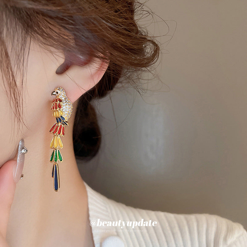 Alloy long parrot earrings MIC-BAOY068