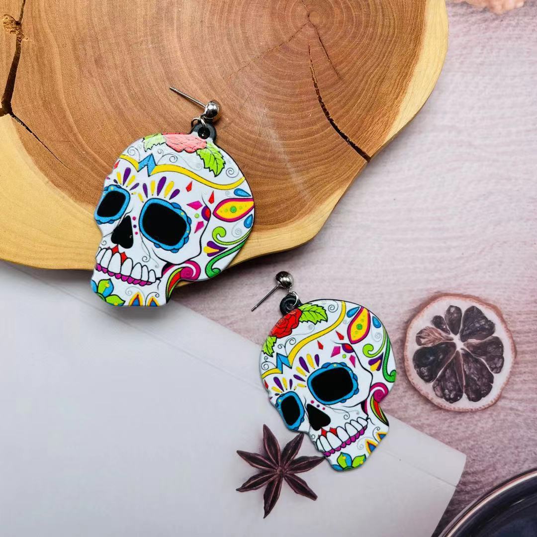 Acrylic Ghost Skull Earrings MIC-ChiC031