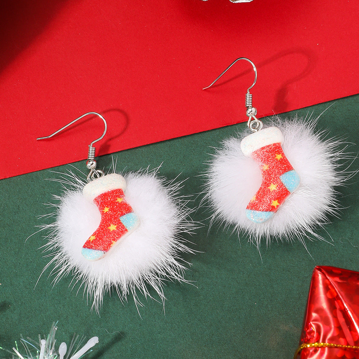 Acrylic Christmas Santa Claus Earrings MIC-JunJ025