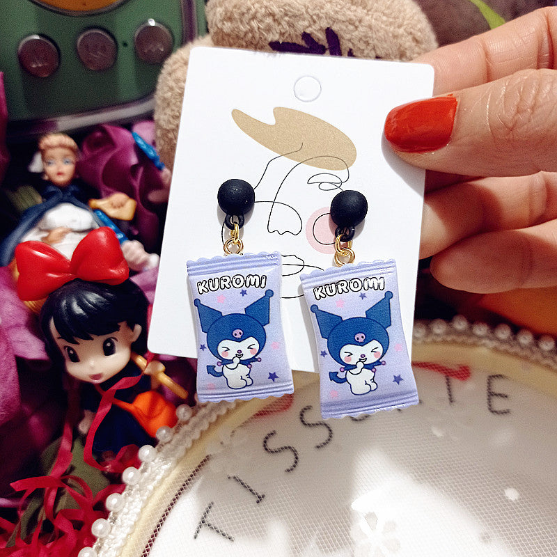 Mini Simulation Candy Silver Earrings Cartoon XingJ010