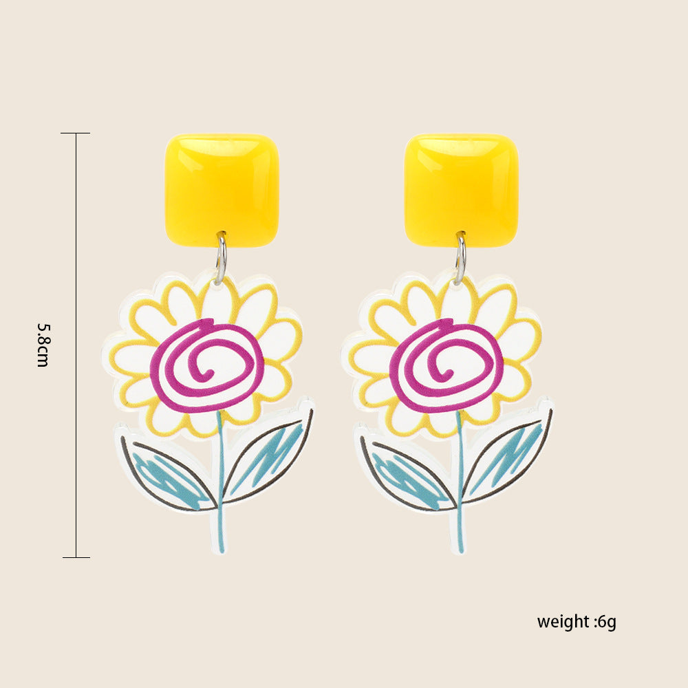 Alloy fruit colored flower earrings (Minimo de compra 5) MIC-YiRan001