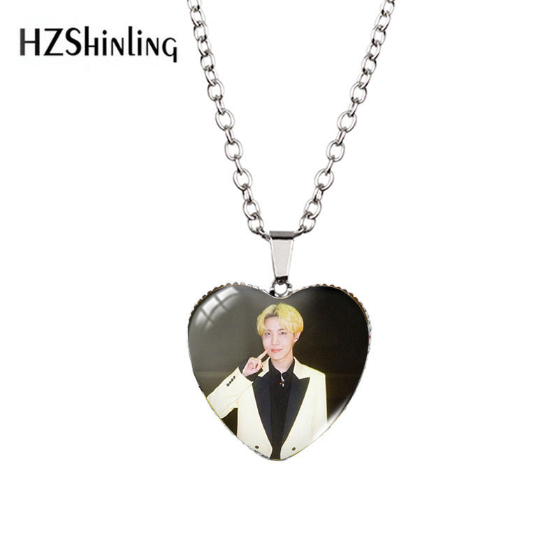 Alloy Time Gem Heart Necklace MYA-XiangL026