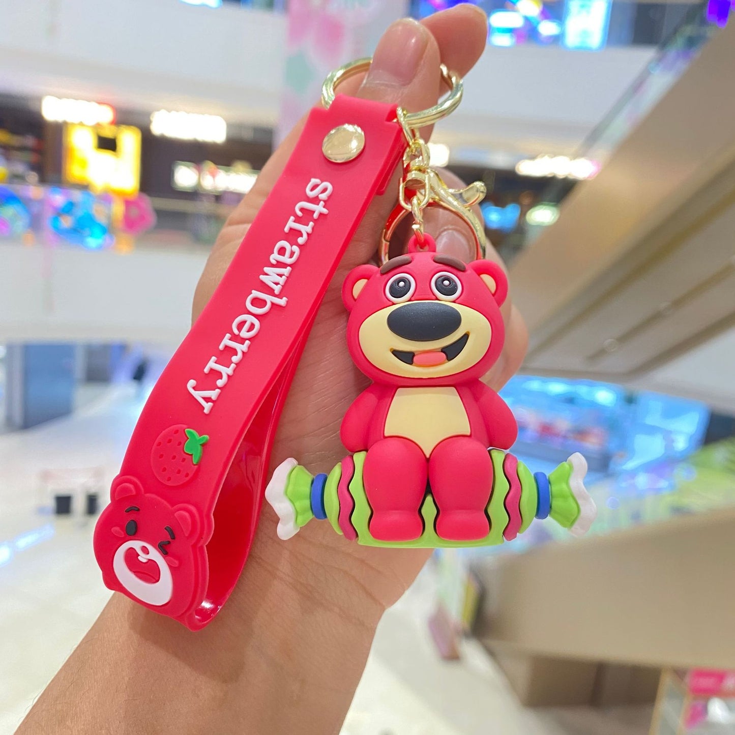 PVC Greedy Strawberry Bear Cartoon Keychain (Minimo de Compra 2) MIC-PengY025