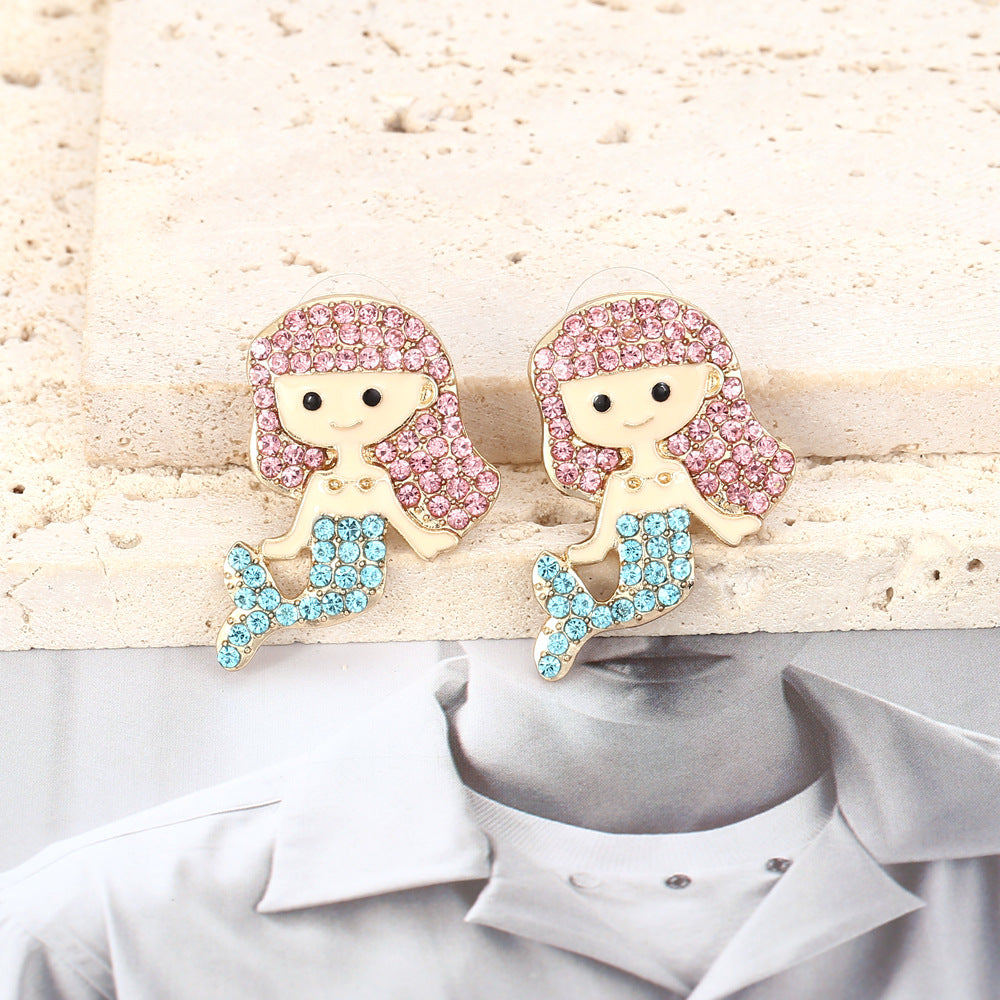 Alloy diamond inlaid cartoon character earrings MIC-ManY033