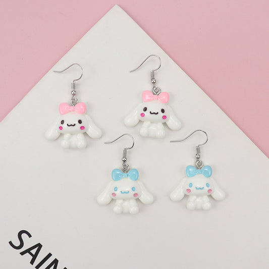 Acrylic Cute Little White Dog Earrings MYA-NiQ040