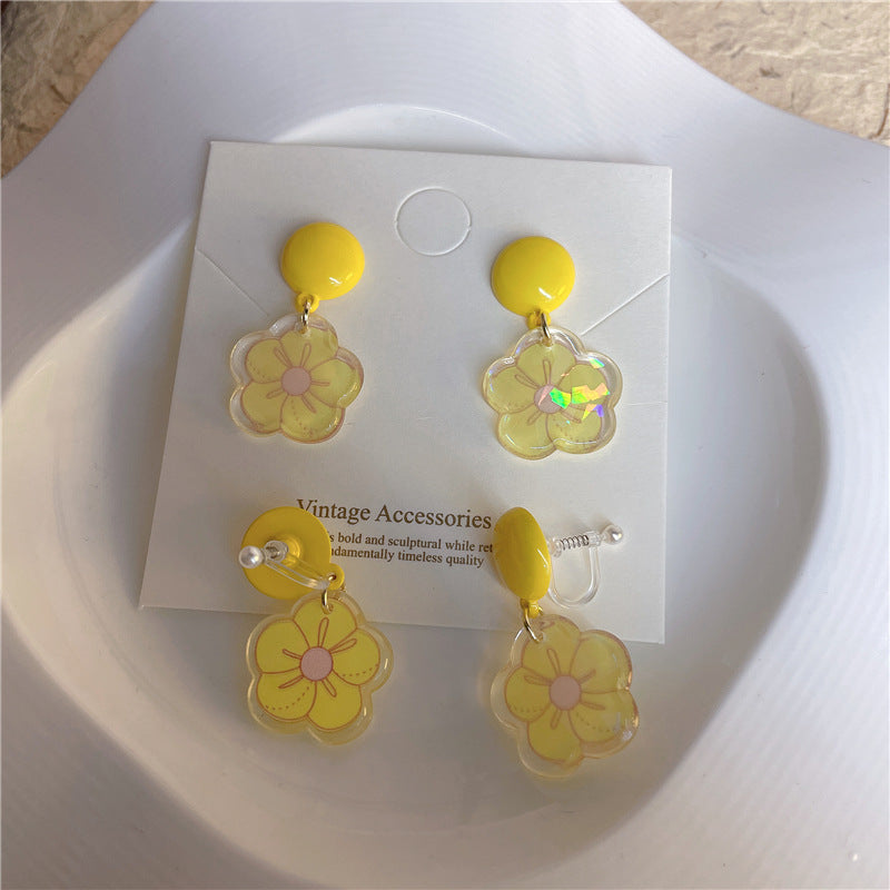 Acrylic Colorful Crystal Flower Earrings MIC-AXing004