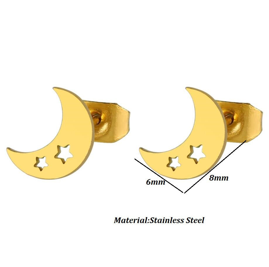 Stainless Steel Moon Earrings SS022