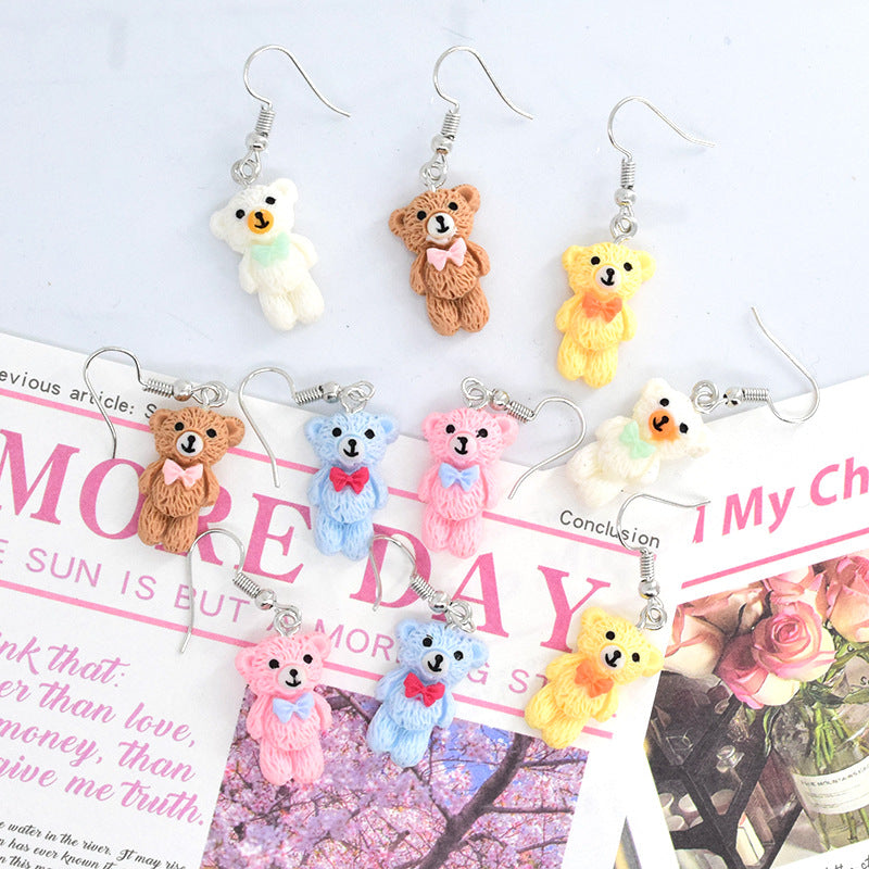 Alloy acrylic bear mini earrings (Minimo de Compra 6) MYA-JueJ029