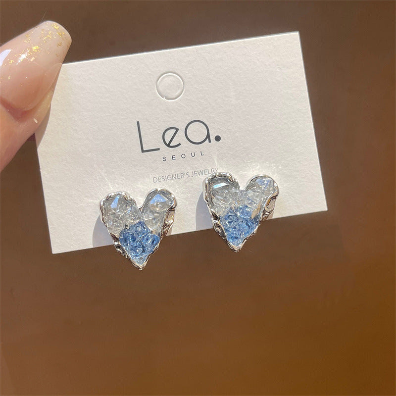 Alloy blue gradient heart earrings MIC-TTSP001