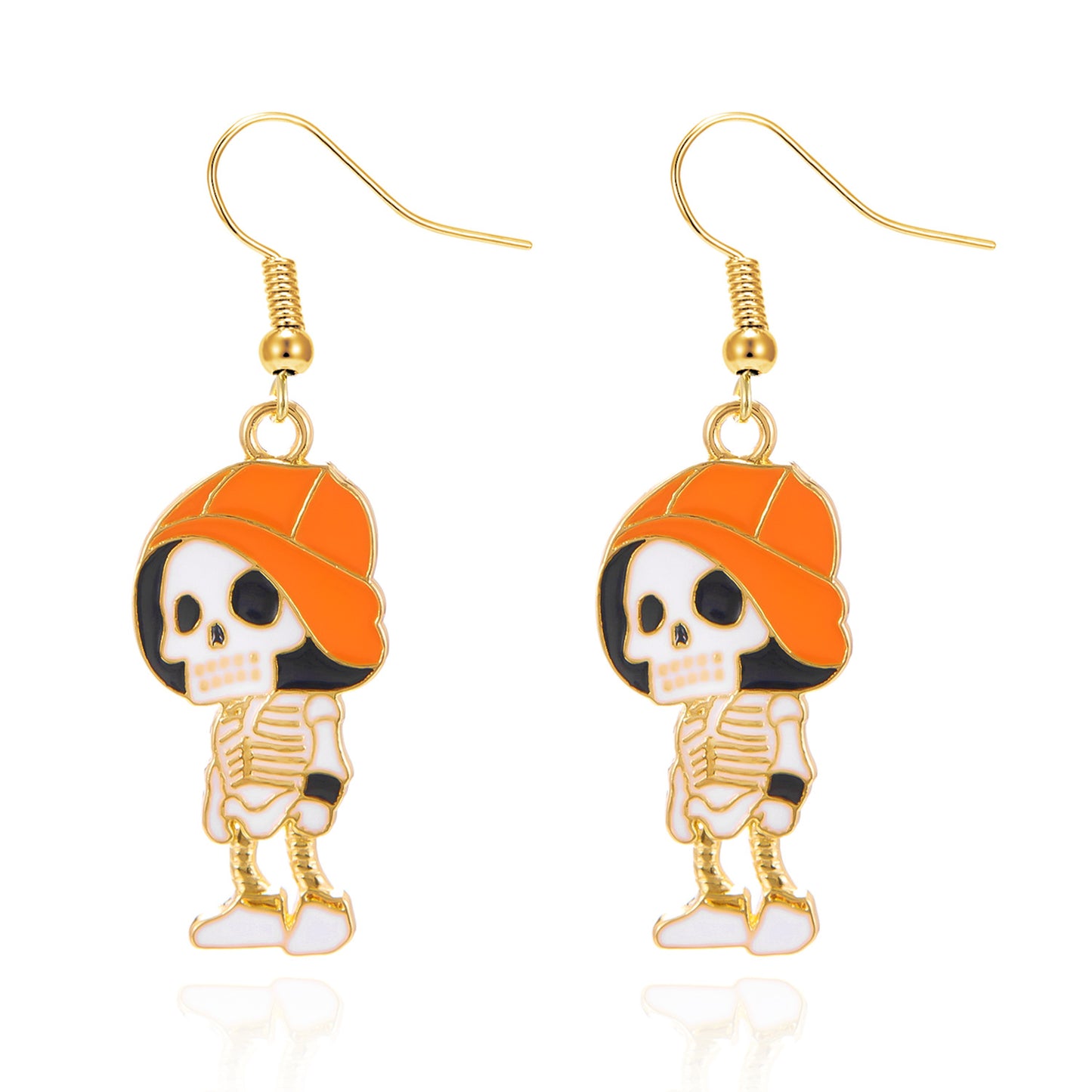 Alloy Halloween Oil Flower Skull Earrings MYA-ChuY014